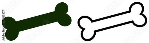 Dog bone icon set. Silhouette and outline illustration.