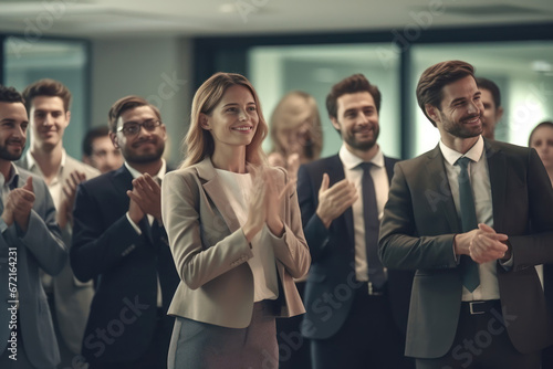 professionals applauding in a modern office