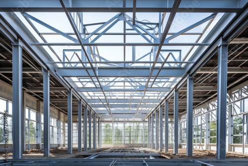 interior of a building, design of steel frame structural systems