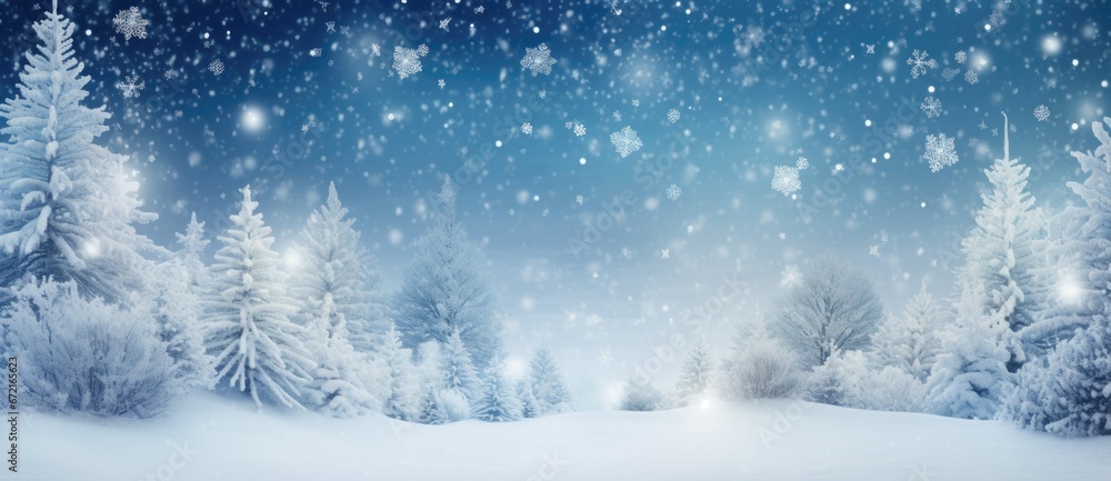 Winter panoramic background with snow-covered spruce branches, Christmas tree Winter panoramic background with snow-covered spruce branches, Christmas tree