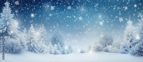 Winter panoramic background with snow-covered spruce branches, Christmas tree