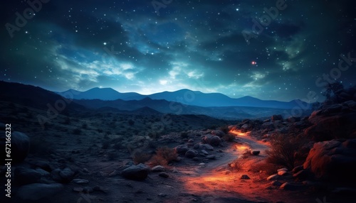 Photo of a Serene Nighttime Journey on an Earthy Path