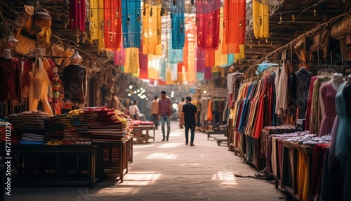 Photo of Vibrant Market Scene with a Colorful Array of Goods