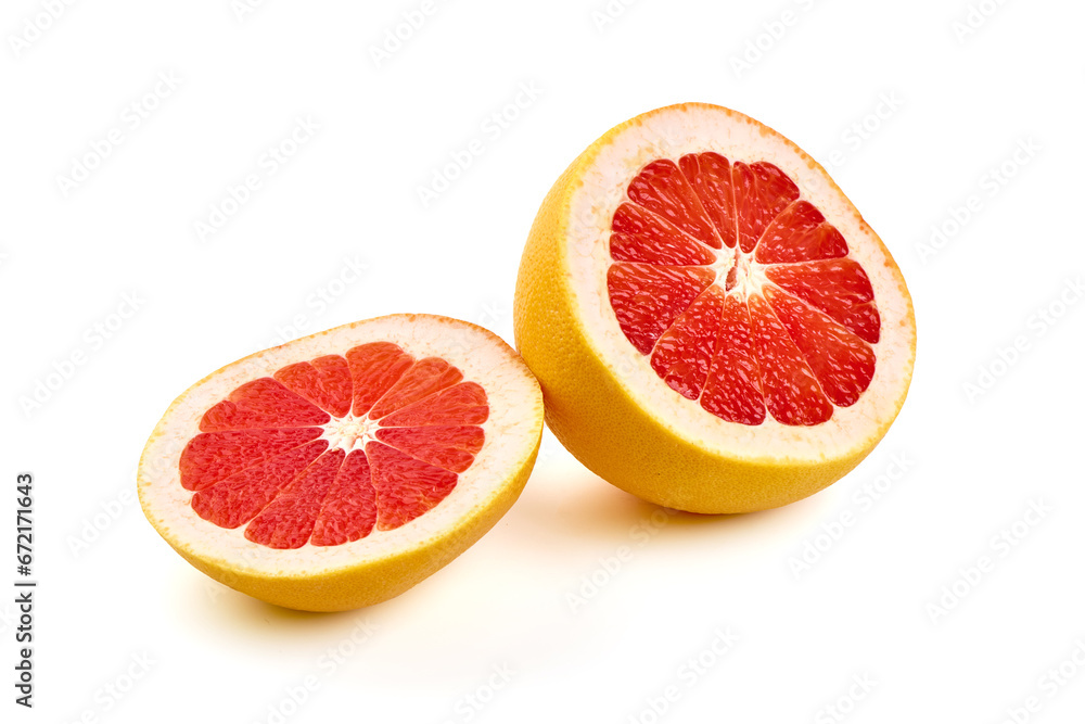Red grapefruits, isolated on white background. Red grapefruits, isolated on white background.