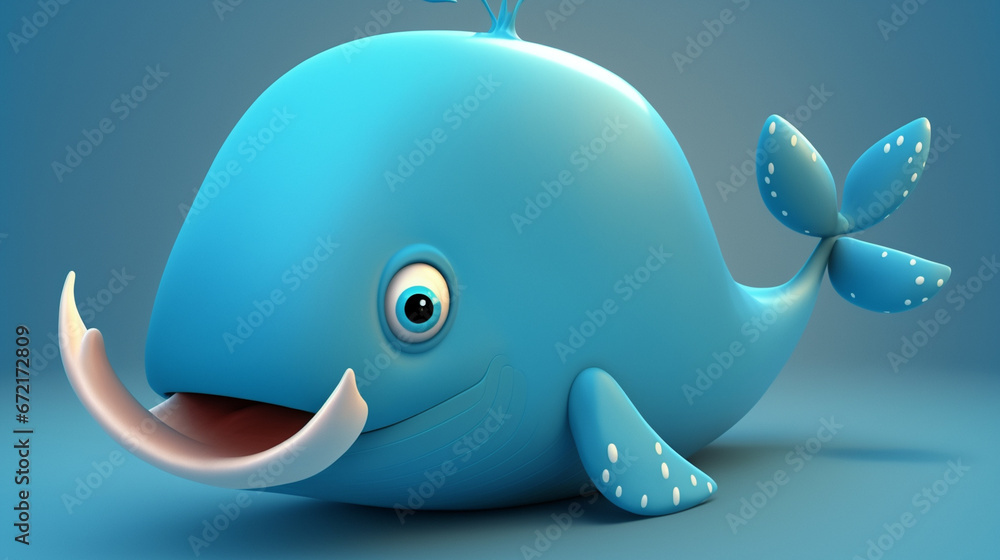 Obraz premium 3d cute whale. Generative AI