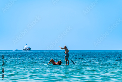 Stand Up Paddle at the sea, Corsica, France © hajdar