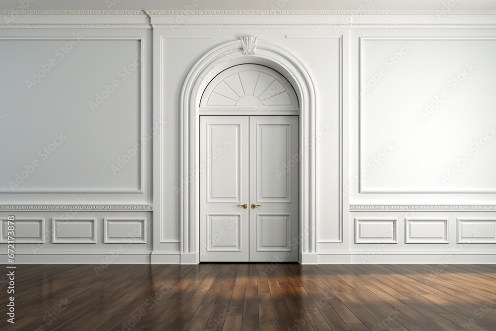 Fototapeta premium white door in the white empty room without furniture