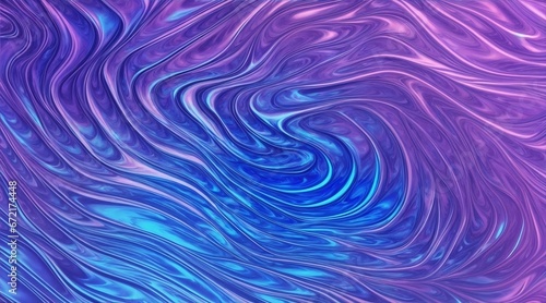 Liquid waving texture holographic background. Smooth wave surface. illustration. vibrant shades of blue, and purple.