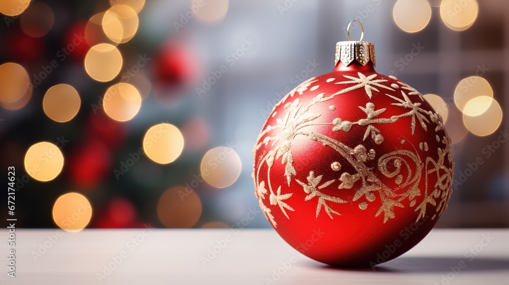 Bauble on the background of a Christmas tree. Generative AI Bauble on the background of a Christmas tree. Generative AI