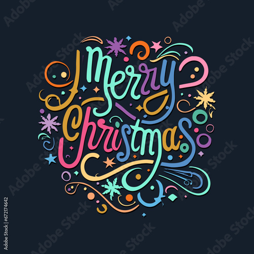 Merry Christmas hand drawn lettering