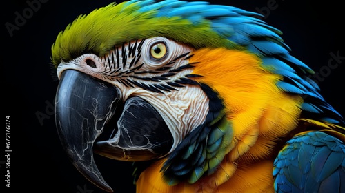 Captive blue and yellow macaw (Ara ararauna), portrait of an animal photo