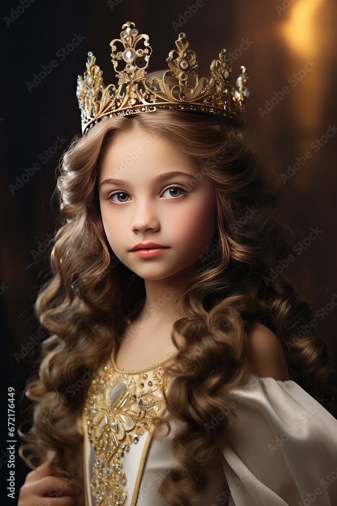 A stunning little princess wearing a crown A stunning little princess wearing a crown