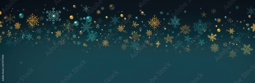 Fototapeta premium Background of Shimmering Snowflakes and Radiant Ornaments on a Peaceful Night - Generative A