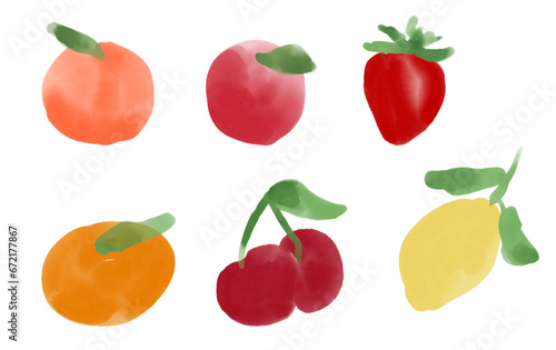 set of Watercolor fruits isolated on white