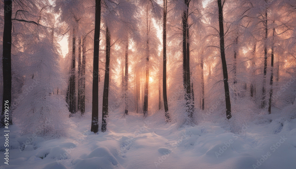Winter Snow Forest at Sunset Winter Snow Forest at Sunset