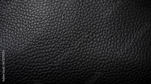 An up-close view of the texture of black leather. Enhanced by Generative AI.