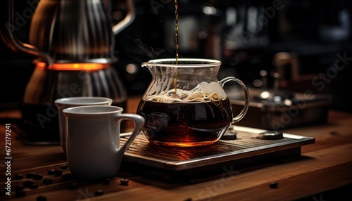 Photo of Refreshing Tea Pouring Into Two Mugs