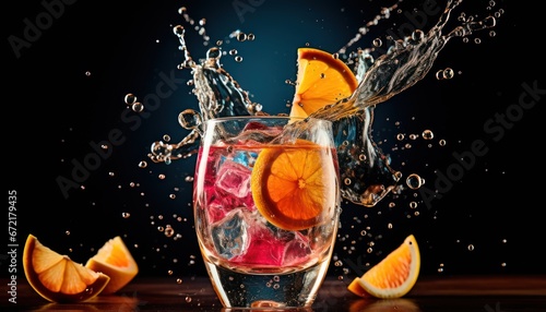 Photo of a Refreshing Glass of Citrus-Infused Water Sparkling with Vitamin C