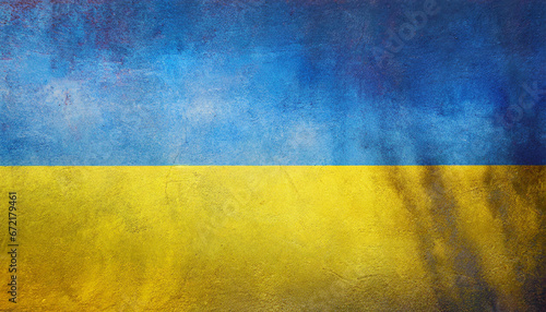 ukrainian country flag painted on wall photo