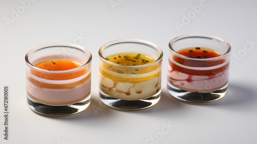 Carme brie in three glass ramekins photo