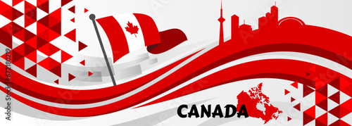 Happy canada day celebration banner template. Canadian flag in 1st of July national patriotic holiday

