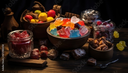 Photo of a Colorful Delight on a Wooden Surface