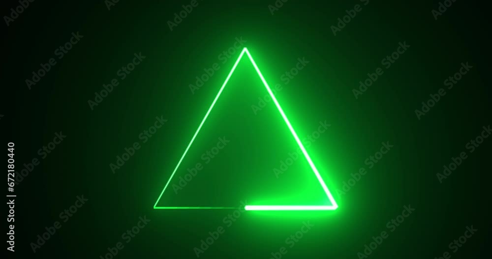 4K neon glowing triangle loop background motion graphic fast futuristic technology bg. Seamless 3d render stylish trendy neon triangle footage in 4096x2160. Concert meeting slideshow background.