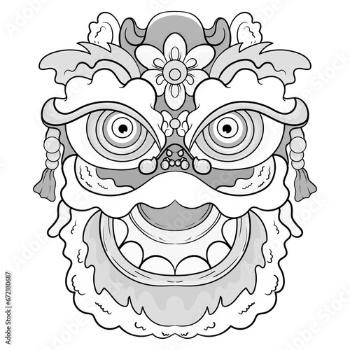 tattoos black and white barongsai dragon chienese illustration. good for element design and coloring pages