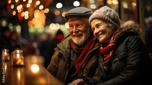senior couple dating at Christmas night. © banthita166