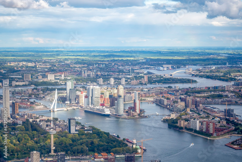 Aerial view of the Erasmus Bridge, Euromast and van Brienenoordbrug in Rotterdam © Emma
