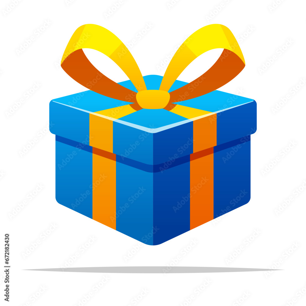 Cute blue gift box vector isolated illustration Cute blue gift box vector isolated illustration