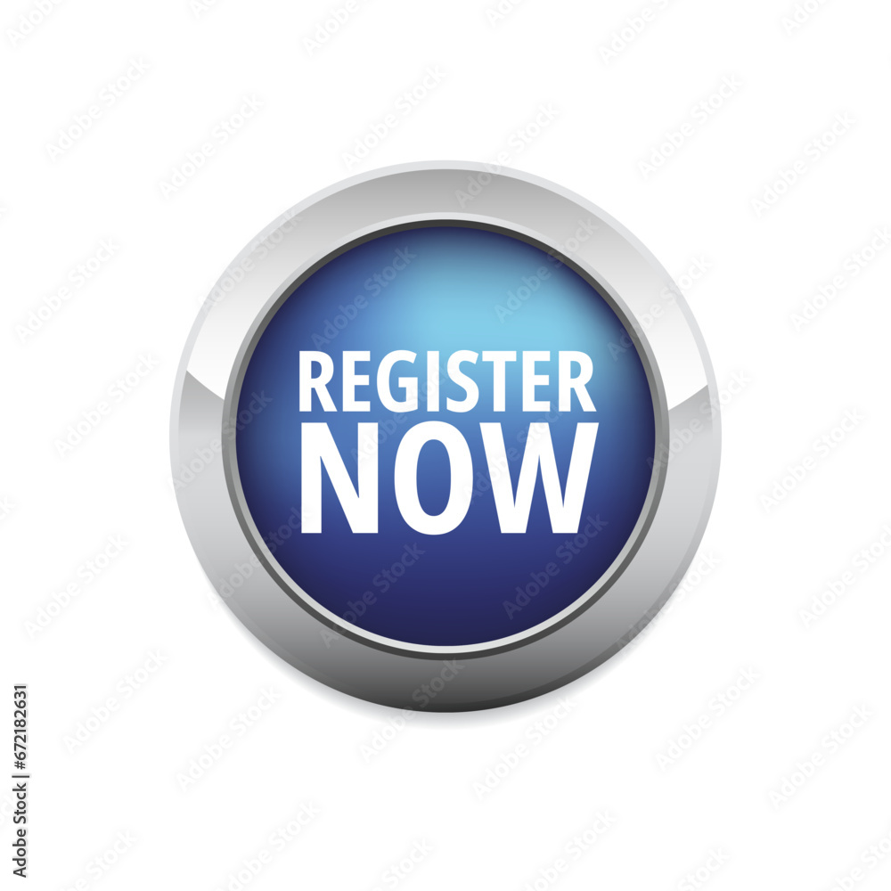 Big blue register now button, shiny website UI element Big blue register now button, shiny website UI element