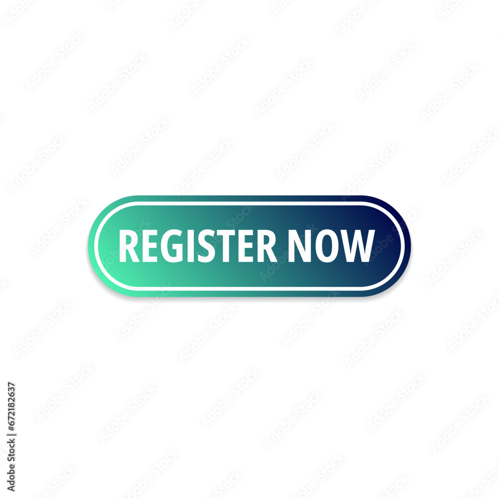 Register now green blue button, white text, pill shape design, white border Register now green blue button, white text, pill shape design, white border