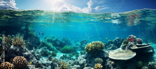 Ocean underwater. Generative AI technology. 