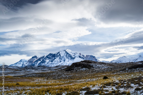 Mountain landscape environment  Torres del Paine National Park  Patagonia  Chile.