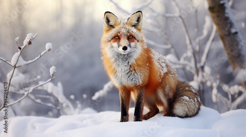Region fox in the snow wallpaper Stock Photographic