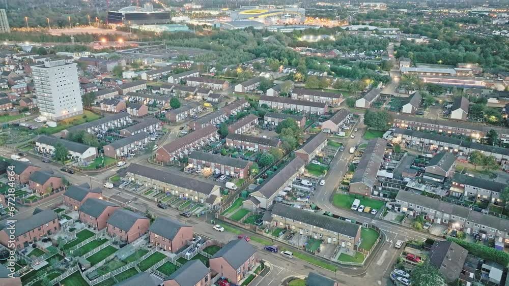 Aerial View of Manchester City, England, Europe_tilt down shot Aerial View of Manchester City, England, Europe_tilt down shot