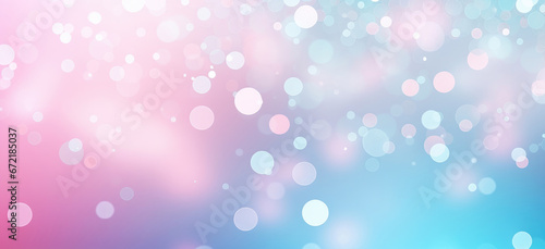 Abstract blur bokeh banner background. Light blue and pale pink bokeh background
