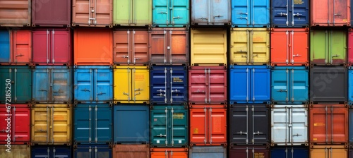 Container cargo box background. Logistic delivery global transport trade business concept. Generative AI technology. 