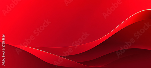 Red abstract background with elegant waves. Banner format.