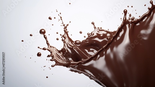 Flüssige Schokolade vor hellem Hintergrund. photo