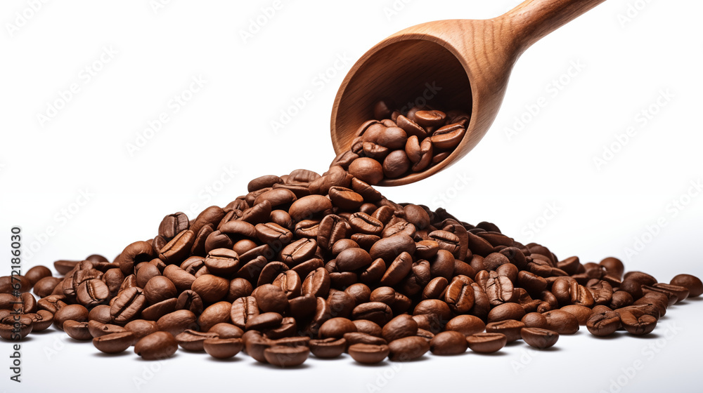 Coffee beans from wooden scoop