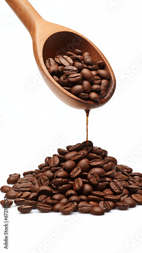 Coffee beans from wooden scoop