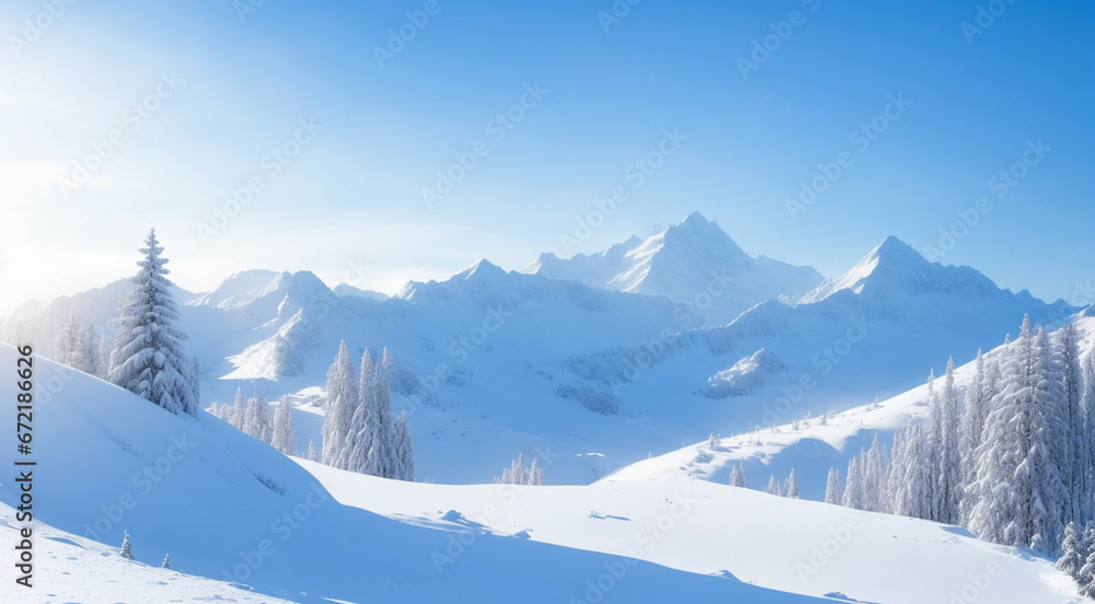 mysterious winter landscape majestic mountains