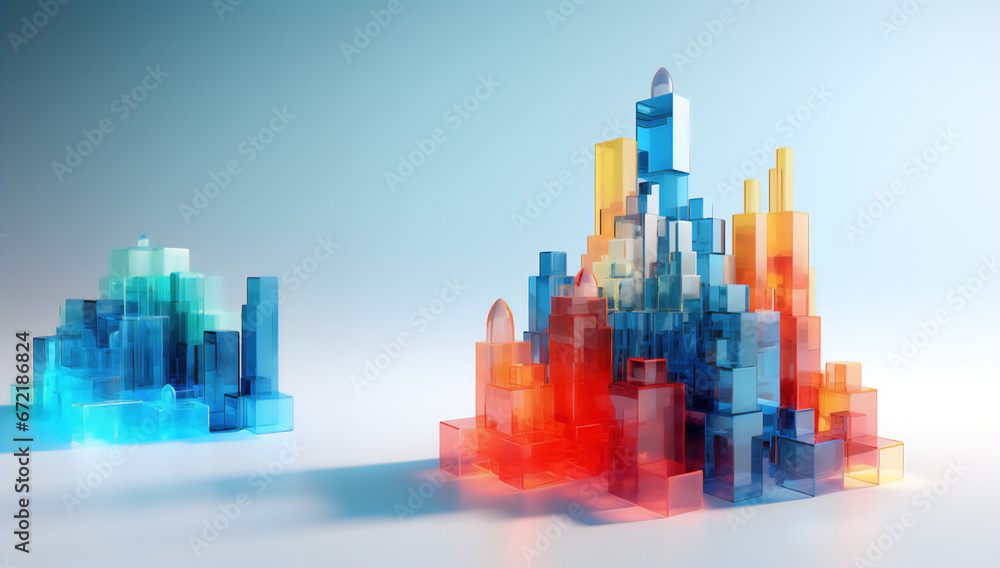 Szklana panorama wieżowców - biznesowy horyzont - koncept - Glass panorama of skyscrapers - business horizon - concept - AI Generated