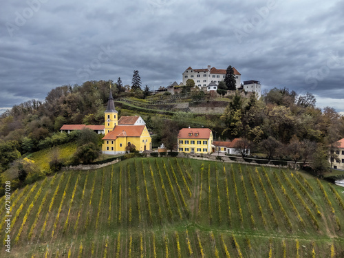 Obraz na płótnie Viticulture in the Southeast of Styria, Kapfenstein Castle, Austria w salonie