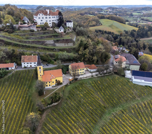 Obraz na płótnie Viticulture in the Southeast of Styria, Kapfenstein Castle, Austria w salonie