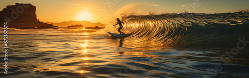 Surfing Girl with Surfboard in the Ocean at Dusk © 22Imagesstudio