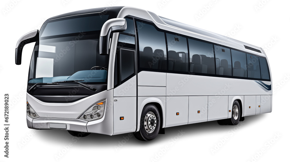 White big tour bus isolated on transparent background