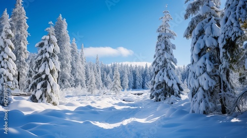 Snowy pine forest: a winter wonderland of nature and beauty
